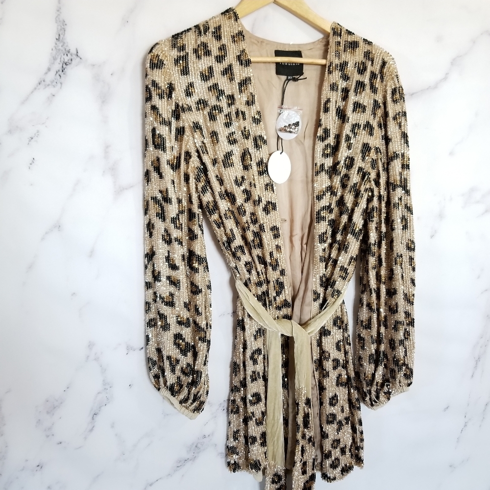 RETROFETE Gabrielle Robe Minidress in Nude Leopard